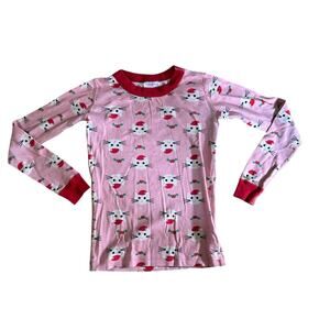 Hanna Andersson Pink Red & White CHRISTMAS CAT Print Long Sleeve Pajama Top  8
